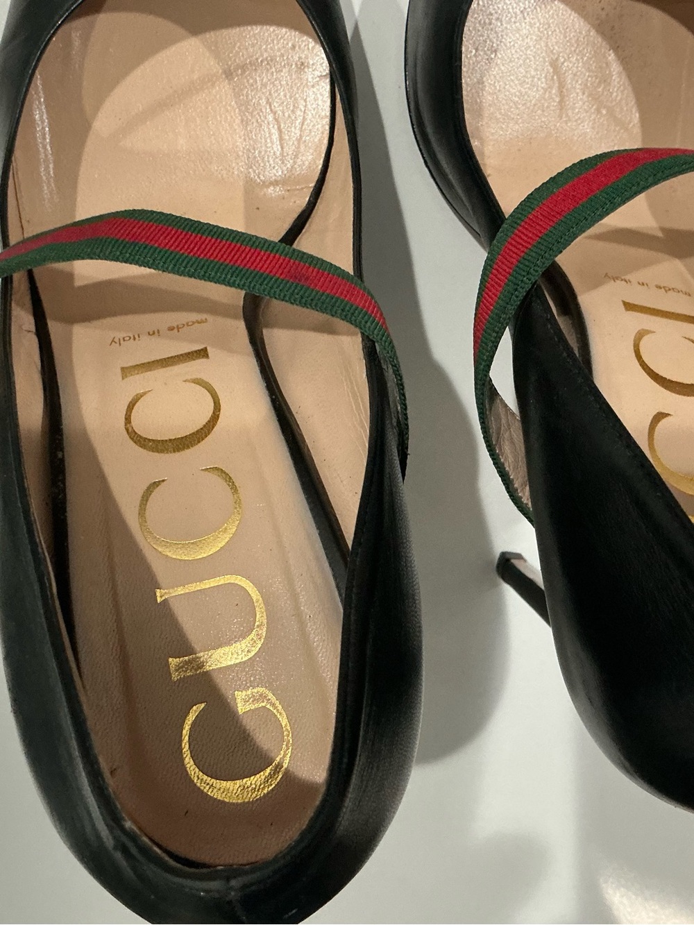 Gucci Black Leather Stiletto Pumps with Red and Green Web Strap 475085 - Picture 8 of 16